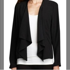 Eileen Fisher Drape Front Leather Sleeve Jacket Size XL